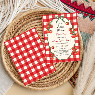 Our little Tomato Red Gingham turns two Birthday  Invitation