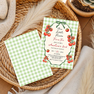 Our little Tomato Red Gingham turns two Birthday  Invitation