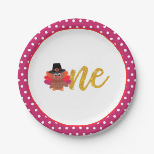 Our Little Turkey is Turning ONE Plate - Girl - WD