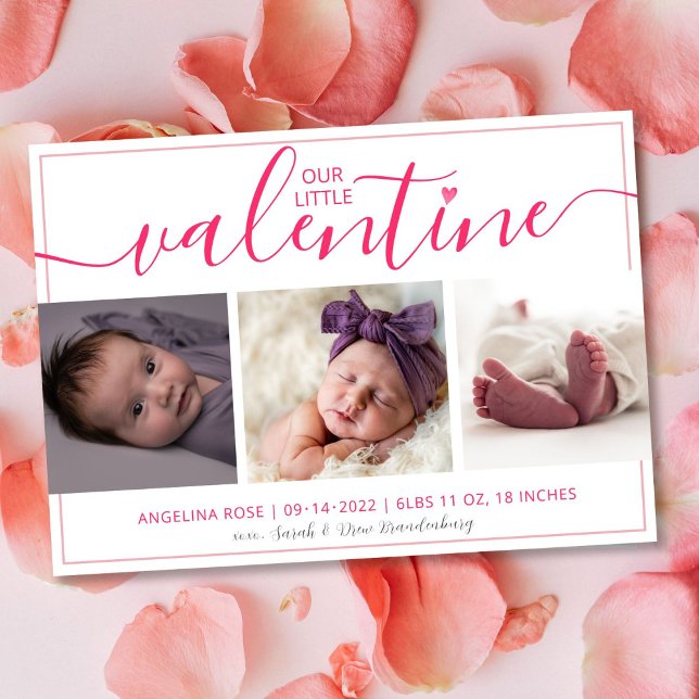 Our Little Valentine Birth Announcement 3 Photo (Creator Uploaded)