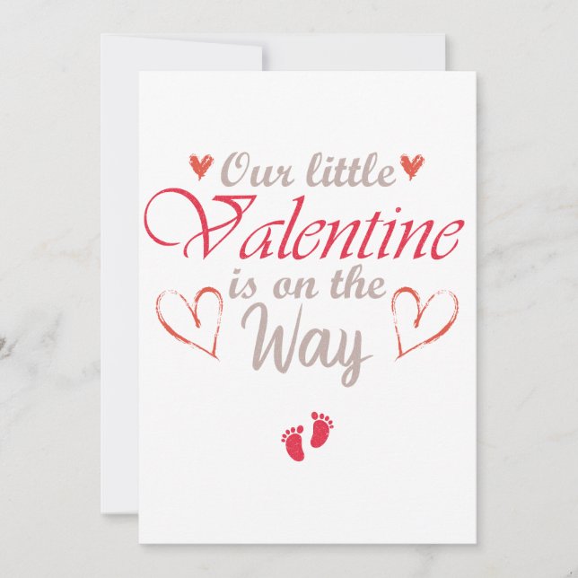 Our Little Valentine Is On The Way, Pregnant Gift Invitation (Front)