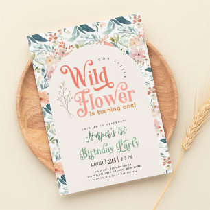 our little wild flower 1st Birthday Invitation