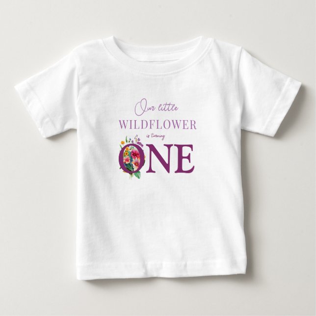 Our Little Wildflower 1st Birthday floral Baby T-Shirt (Front)