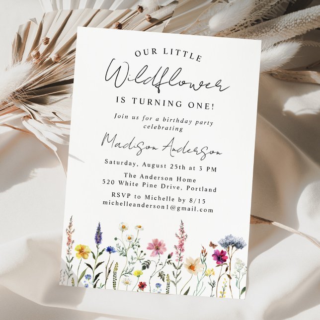 Our Little Wildflower 1st Birthday Party Invitation (Creator Uploaded)