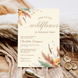 Our Little Wildflower 2nd Birthday Party Invitation