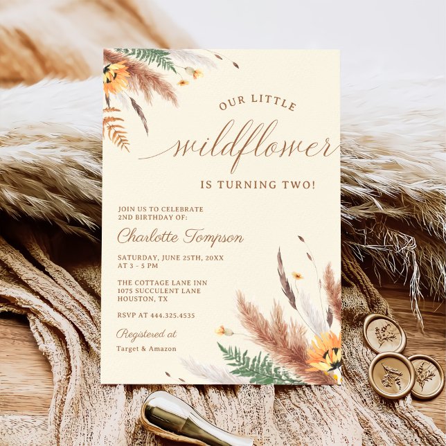 Our Little Wildflower 2nd Birthday Party Invitation (Creator Uploaded)