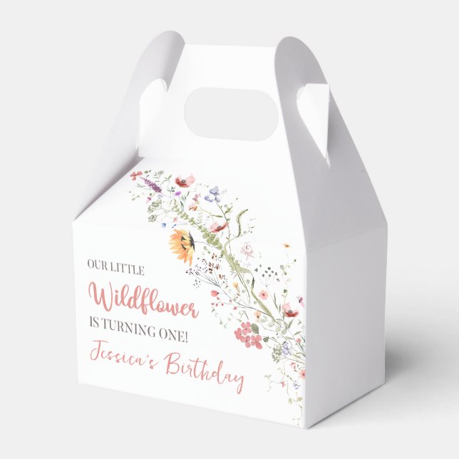 Our Little Wildflower Baby Girl 1st Birthday Party Favour Box (Front Side)