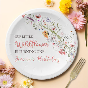 Our Little Wildflower Baby Girl 1st Birthday Party Paper Plate