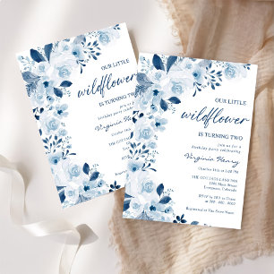 Our Little Wildflower Baby Girl 2nd Birthday Party Invitation
