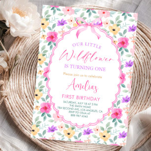 Our Little Wildflower First Birthday   Invitation