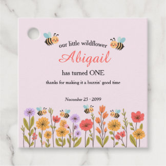 Our Little Wildflower Floral Bee 1st Birthday Favour Tags