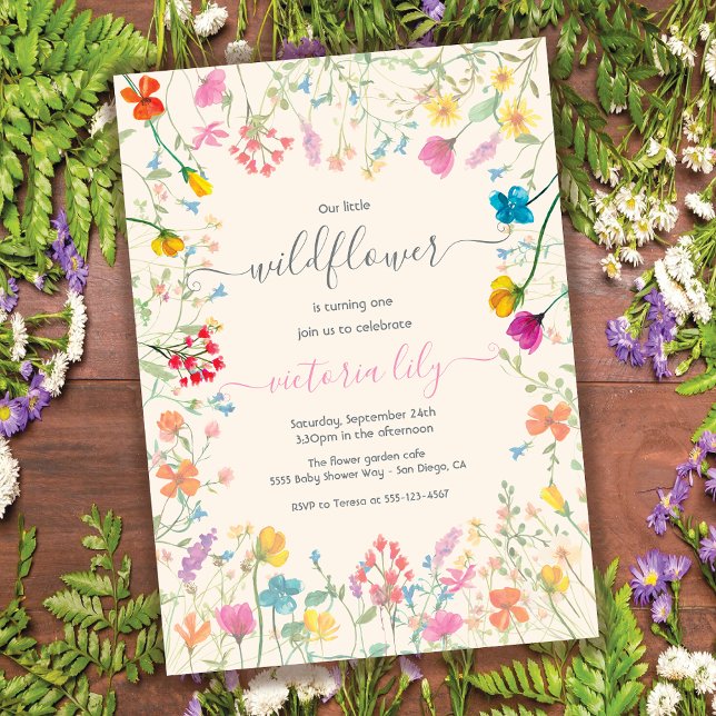 Our little wildflower floral garden birthday invitation (Creator Uploaded)