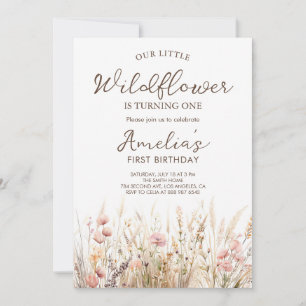 Our Little Wildflower Girl First Birthday Invitation