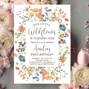Our Little Wildflower Girl First Birthday Party Invitation