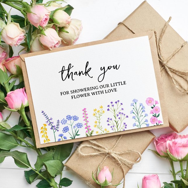Our Little Wildflower Spring Garden Party Thank You Card (Spring Wildflowers Garden Party Thank You Card)