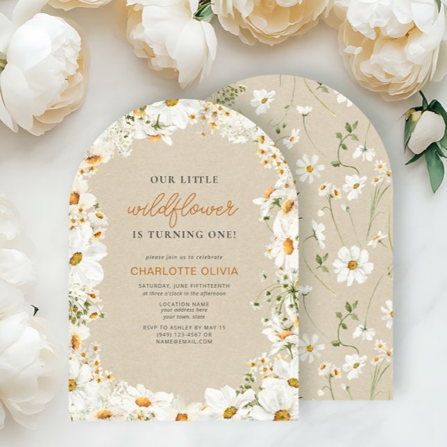 Our Little Wildflower Vintage Daisy 1st Birthday Invitation (Creator Uploaded)