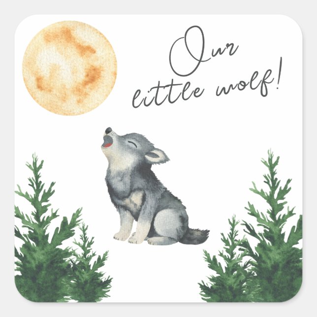 Our Little Wolf Baby Shower Square Sticker (Front)