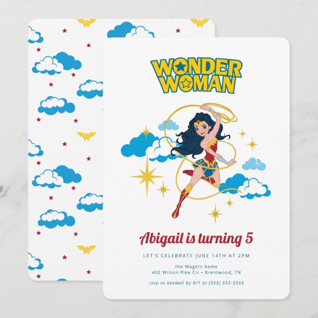 Our Little Wonder Woman Girls Birthday Invitation (Front/Back)