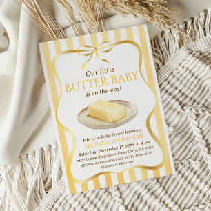Our Little Yellow Bow Theme Butter Baby Shower Invitation