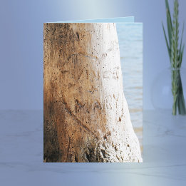 Our Love Carved on a Tree Holiday Card