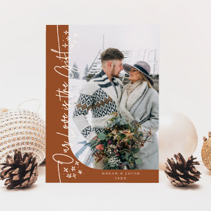 Our Love Gift Christmas Newlywed Photo Terracotta Holiday Card