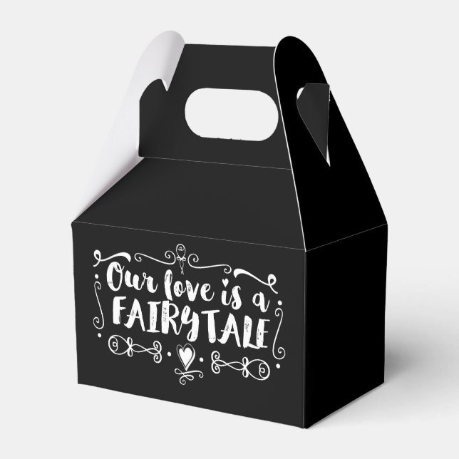 OUR LOVE IS A FAIRY TALE Custom Wedding Favour Box (Front Side)