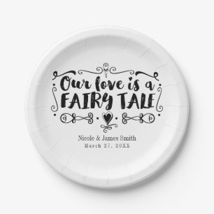 OUR LOVE IS A FAIRY TALE Custom Wedding Reception Paper Plate