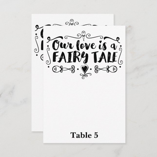 OUR LOVE IS A FAIRY TALE Wedding Table Number (Front/Back)