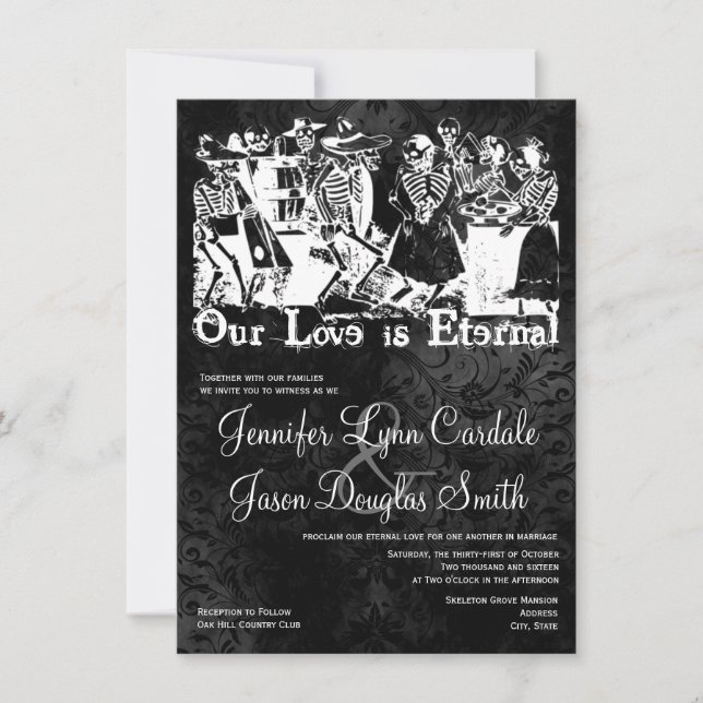 Our Love is Eternal Skeleton Wedding Invitations (Front)