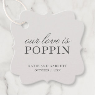 Our Love Is Poppin Elegant Grey Wedding Favour Tags