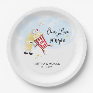Our Love Is Poppin Popcorn Paper Plate