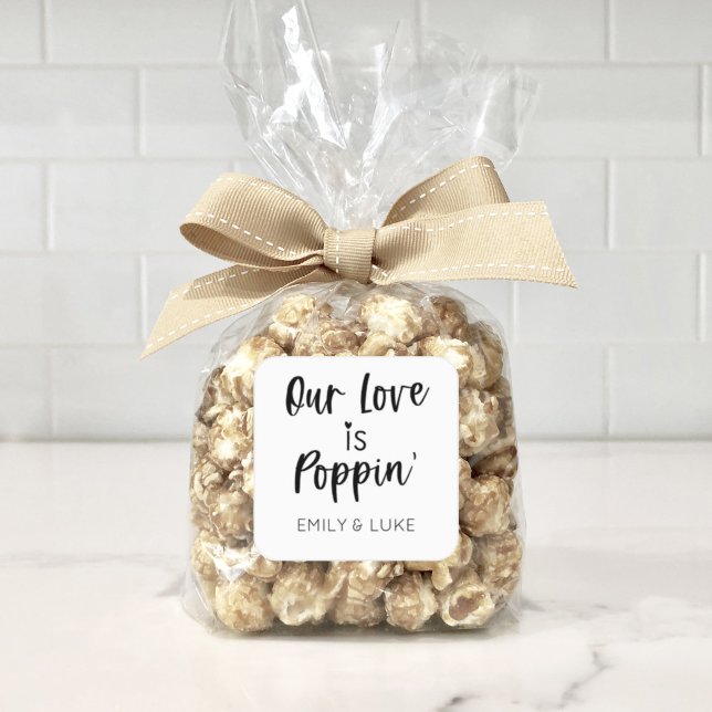 Our Love is Poppin' Wedding Favour Square Sticker (Creator Uploaded)