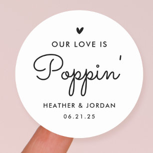 Our Love Is Poppin' Wedding Popcorn Favor  Classic Round Sticker
