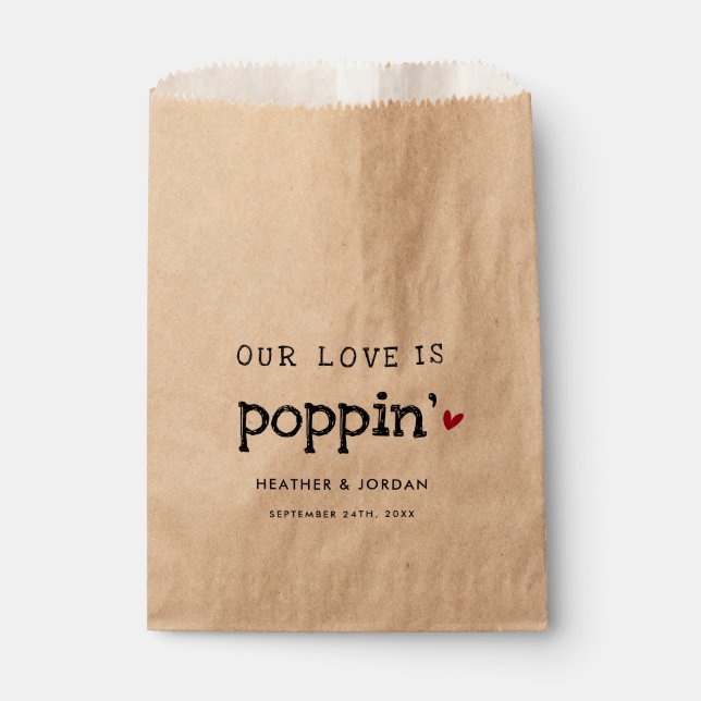 Our Love Is Poppin' Wedding Popcorn Favour  Bags (Front)