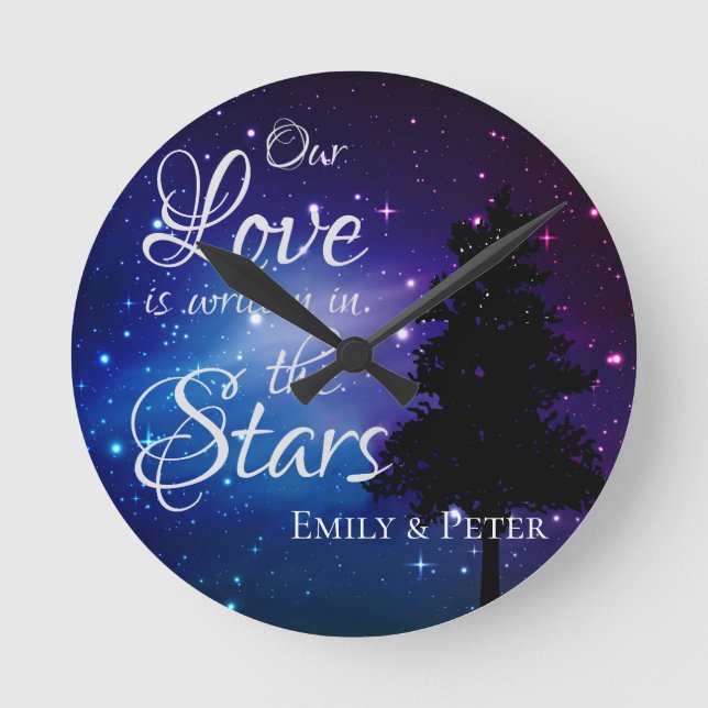 Our love is written in The Stars Night Stars Name  Round Clock (Front)