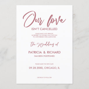 Our Love Isn’t Cancelled Wedding Postponement Invitation