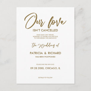 Our Love Isn’t Cancelled Wedding Postponement Postcard