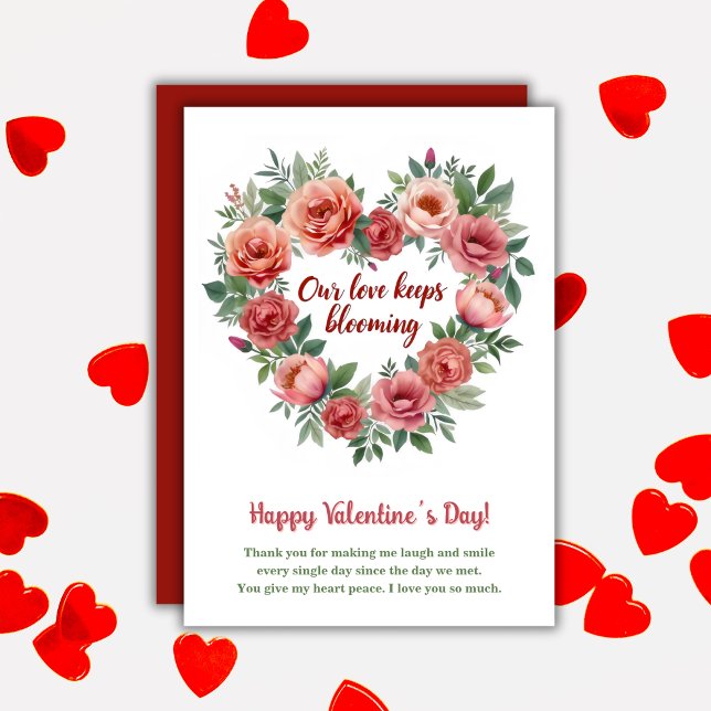 Our Love Keeps Blooming Floral Valentine's Day Holiday Card (Our Love Keeps Blooming Floral Valentine's Day Holiday Card)