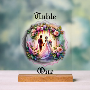 Our Love Reaches The Moon Wedding Table Number Acrylic Sign