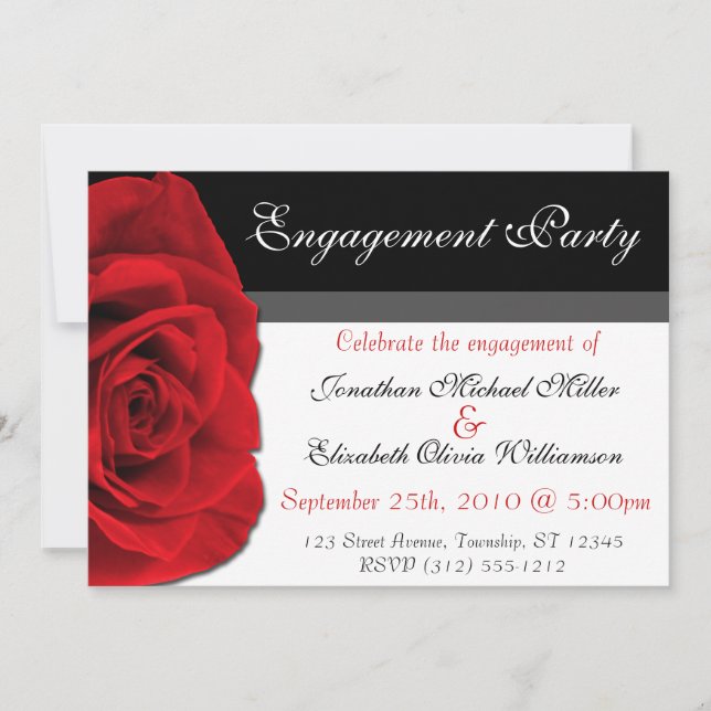 Our Love Rose ~ Engagement Party invitations (Front)