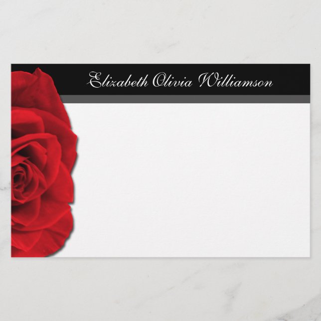 Our Love Rose ~ horizontal stationery (Front)