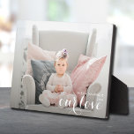 OUR LOVE Script Tabletop Easel Photo Plaque<br><div class="desc">This charming tabletop photo plaque has a built-in easel for frameless display of your favourite photo. Features the word OUR LOVE in a beautiful white script (can be deleted or changed) and any other information you want to include. Create a keepsake to give as gifts or for yourself.</div>