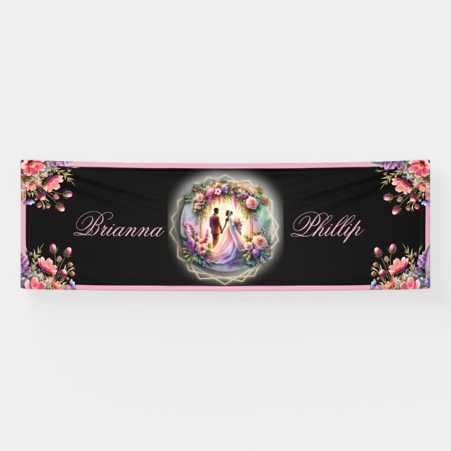 Our Love Shine Brighter Than The Moon Wedding Banner (Horizontal)