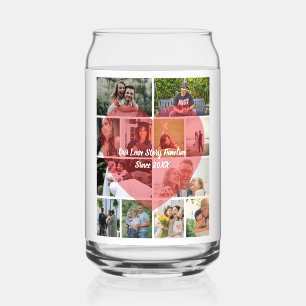 Our Love Story 12 Photo Timeline Couple Collage Can Glass