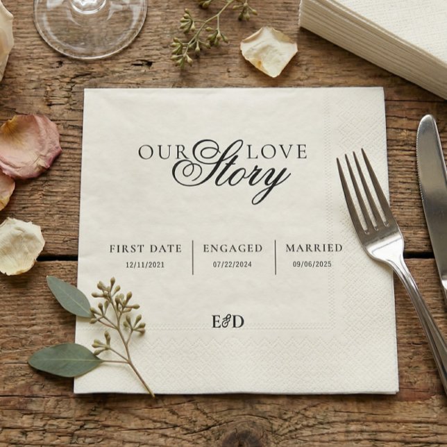 Our Love Story Custom Minimalistic Wedding Napkin (Creator Uploaded)