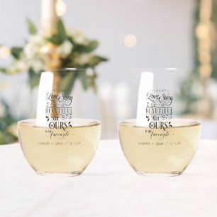 Our Love Story Custom Stemless Wine Glasses