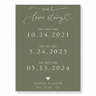 Our Love Story Heart Wedding Timeline Sage Green