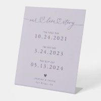 Our Love Story Hearts Purple Wedding Timeline