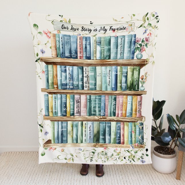 Our Love Story in Books | Customisable Couples Fleece Blanket (Creator Uploaded)