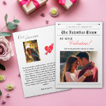 Our Love Story Newspaper Cupid Post Red Heart Invitation<br><div class="desc">The Valentine Times: Personalised Valentine's Day Invitation Set the tone for a memorable Valentine’s celebration with this elegant, vintage-inspired invitation, perfect for any romantic occasion. Romantic red heart detail and cursive red text to capture the essence of love. Headline: “Our Love Story” to make your invitation uniquely meaningful. Space for...</div>